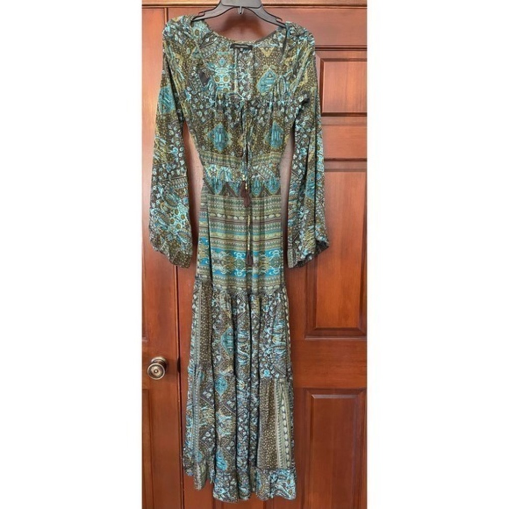 Karma highway tassel Ty Waist Bell, Sleeve BoHo, gypsy maxi dress